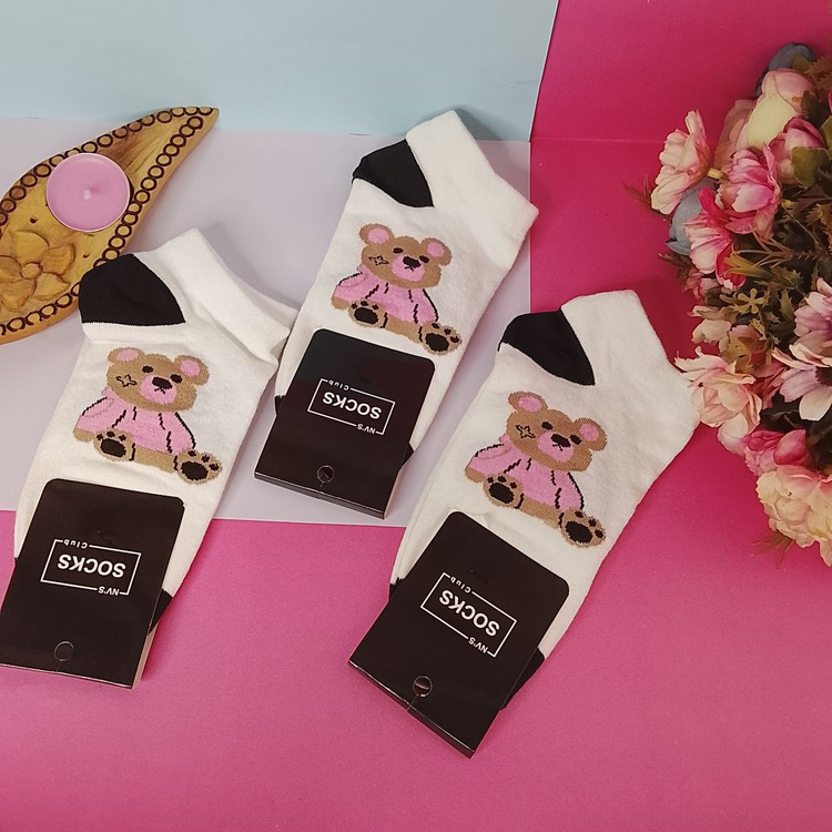 جوراب مچی زنانه برندsocks طرح موشی مدل مچی و سفید و راحتی و اسپرت