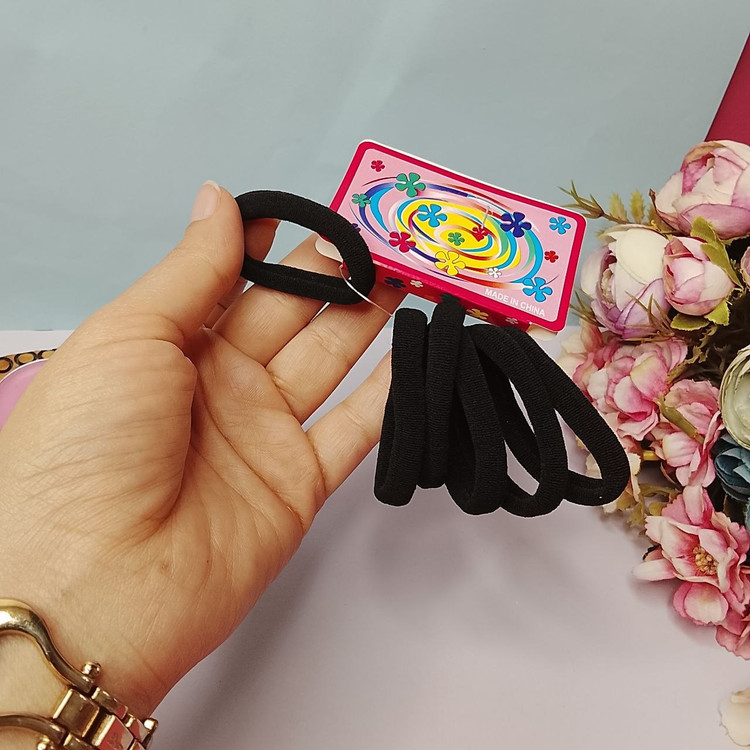 کش موی حوله ای ۶ عددی مشکی باکیفیت برای مصارف روزانه و دستبند مچی عشق