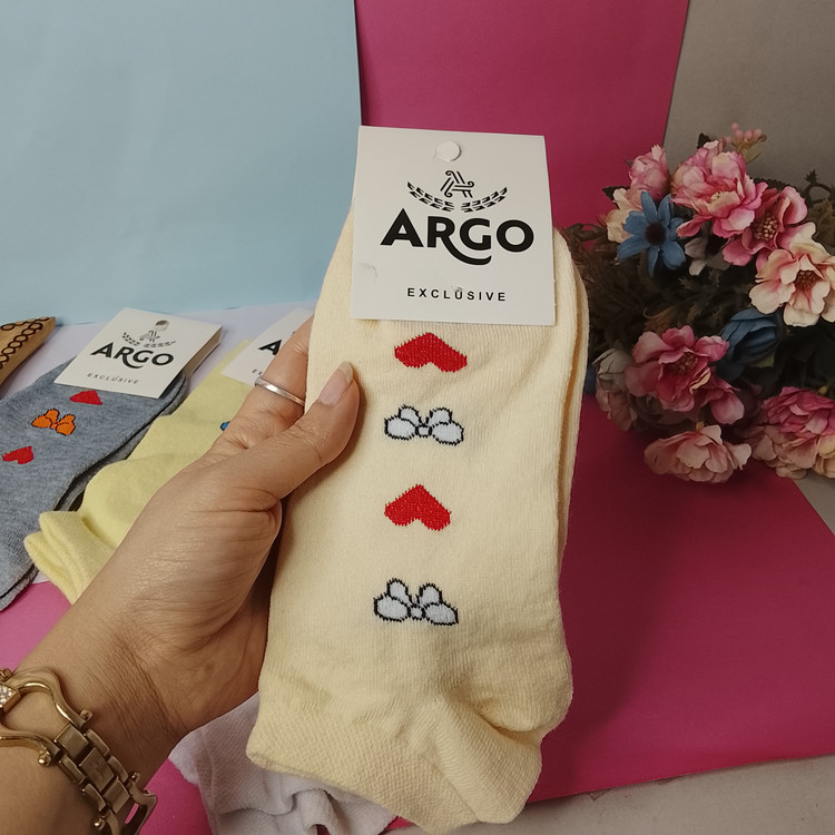 جوراب مچی قلبی زنانه و دخترانه Argo با کیفیت مناسب برای استفاده روزانه و ورزش و کار