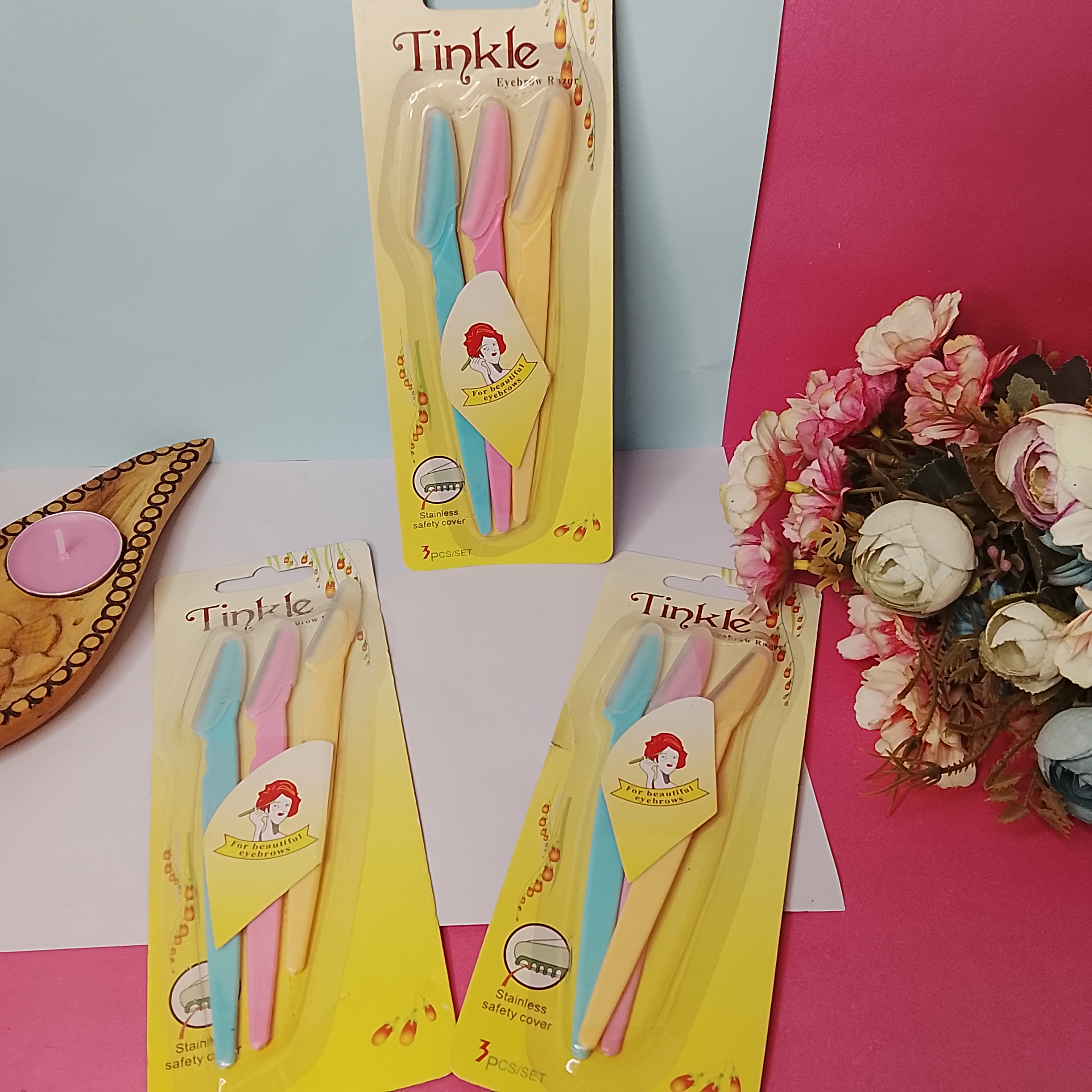 پک تیغ اصلاح سه تایی Tinkle مناسب شیو پوست صورت بدون بریدگی بسته 3عددی
