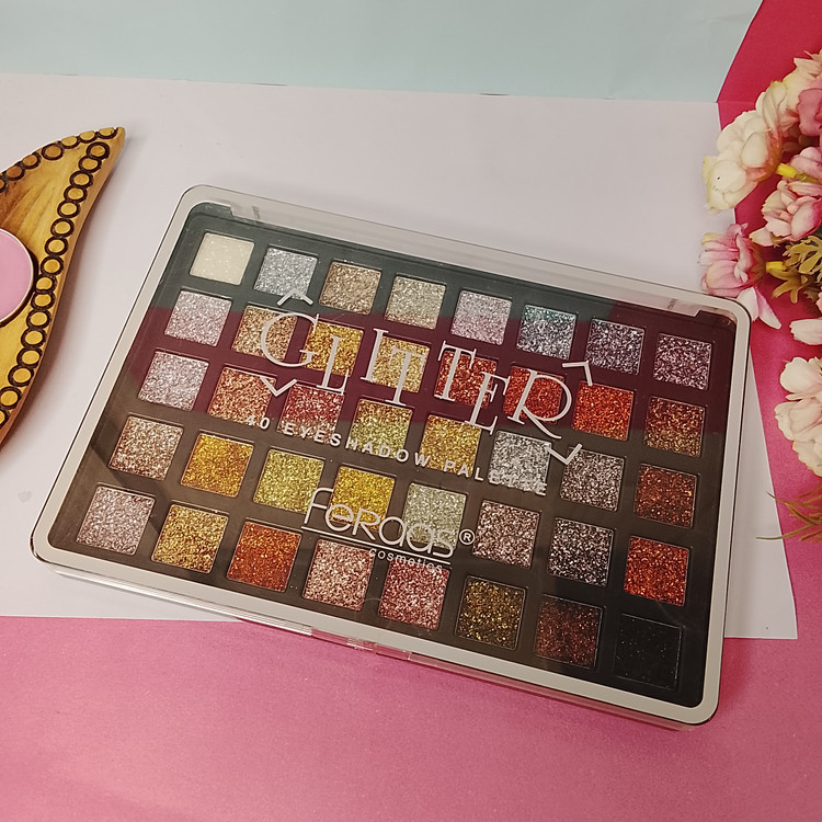 پلت سایه 40تایی گلیتری و شاین دار FeRaas cosmetic 40عدد رنگ جذاب